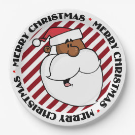 Prato De Papel Papai Noel preto