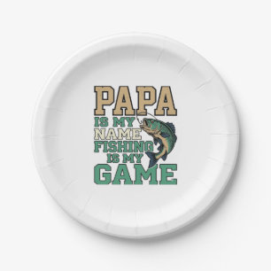 Prato De Papel Papai Pescar É Meu Jogo Camisa Vintage De Peixe De