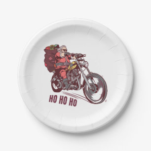 Prato De Papel Papais noeis Biker Figurino de Natal para Convite 