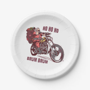 Prato De Papel Papais noeis Biker Figurino de Natal para Convite 