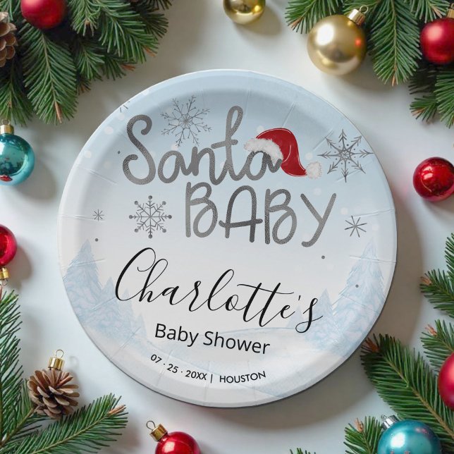 Prato De Papel Papais noeis Chá de fraldas Baby Christmas Boy (Criador carregado)