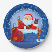 Papais noeis Chimney Reindeer Sack Adicionar Ano T