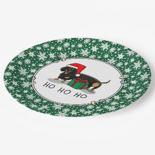 Prato De Papel Papais noeis de Natal Dachshund (S pretos e bronze