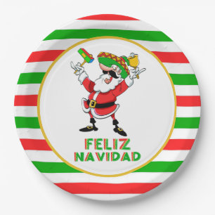 Prato De Papel Papais noeis de Natal de Feliz Navidad no México