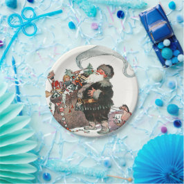 Prato De Papel Papais noeis de Natal em papel de férias