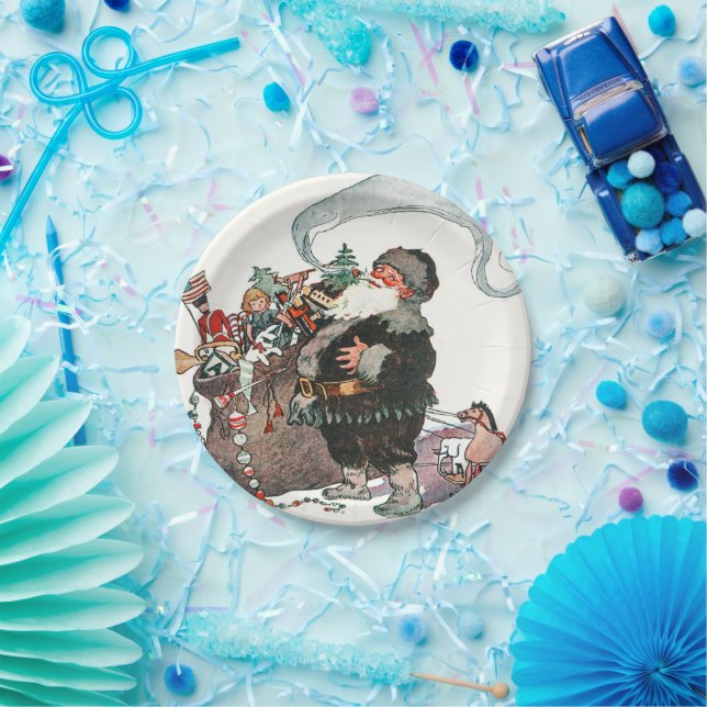 Prato De Papel Papais noeis de Natal em papel de férias (Festa)