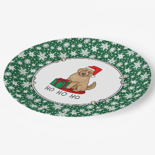 Prato De Papel Papais noeis de Natal Goldendoododle (ouro vermelh