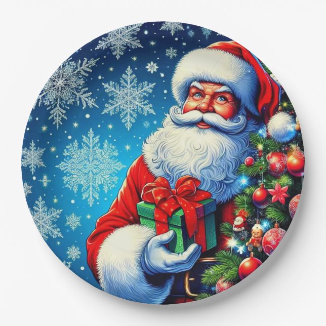 Prato De Papel Papais noeis de papel de Natal! (Frente)