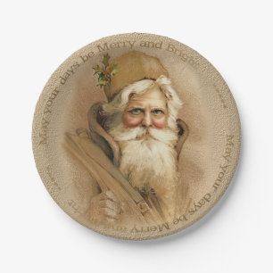 Prato De Papel Papais noeis do Velho Mundo do Natal 2 - Porcela P