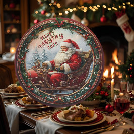 Prato De Papel Papais noeis em Sua Altura