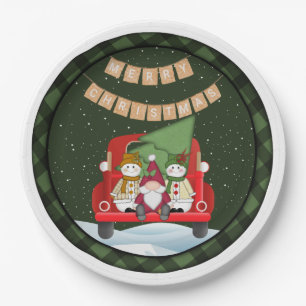 Prato De Papel Papais noeis Gnome e Placas de Papel Snowmen