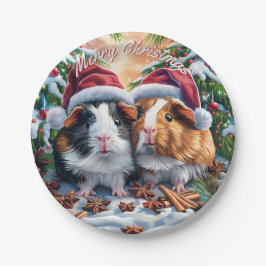 Prato De Papel Papais noeis Guiné Pigs Natal