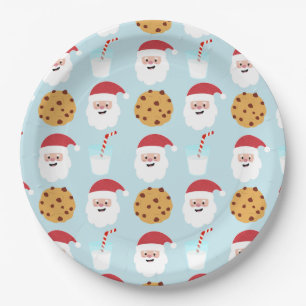 Prato De Papel Papais noeis Leite e Cookies Papéis Azuis
