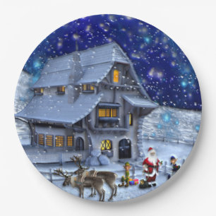 Prato De Papel Papais noeis Rudolph Elf com Sled