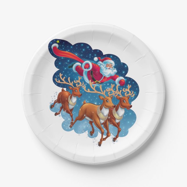 Prato De Papel Papais noeis Sleigh Adventure (Frente)