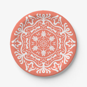 Prato De Papel Papaya Mandala