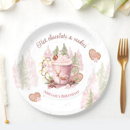 Prato De Papel Papéis de Natal de Chocolate Quente Rosa