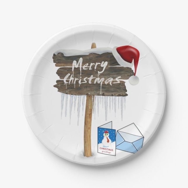 Prato De Papel Papéis de Natal, Feliz Natal (Frente)