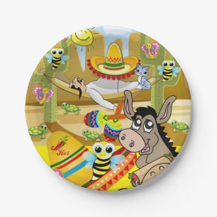 Prato De Papel Papéis, Homem Mexicano Donkey Sun Sombrero