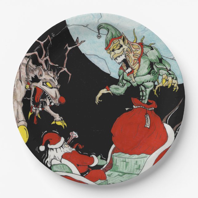 Prato De Papel Papéis personalizados de pesadelo de Natal (Frente)