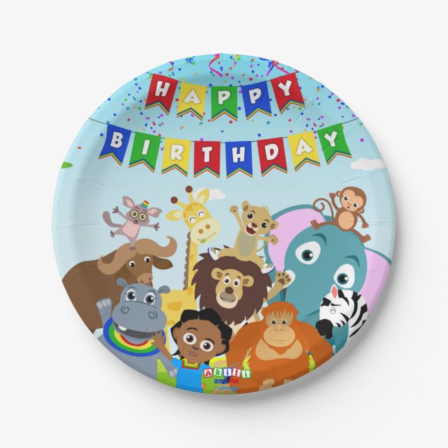 Prato De Papel Papel Akili e Amigos Placa 1 (Frente)