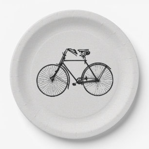 Prato De Papel Papel branco preto de bicicleta de    plateada