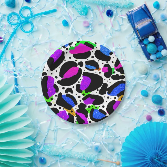 Prato De Papel Papel Brilhante para impressão de Leopardo-da-neve (Festa)