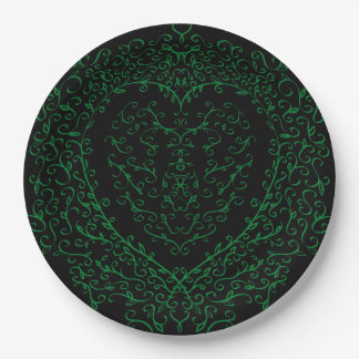 Prato De Papel Papel Cardíaco Gótico Plate Verde e Preto 2