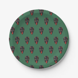 Prato De Papel Papel de 7 pol. Krampus Natal em verde