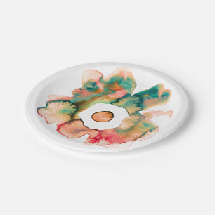 Prato De Papel Papel de abstrato desenhado à mão com aquarela