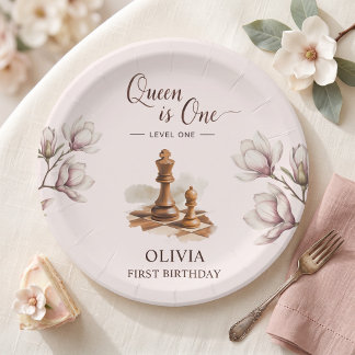 Prato De Papel Papel de Aniversário de Um Ano da Rainha É Uma Gar