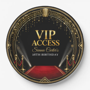 Prato De Papel Papel de aniversário dourado VIP Hollywood Tapete 