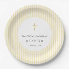 Prato De Papel Papel de Batismo Neutro Amarelo