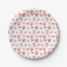 Papel de embrulho com laço de morango rosa Coquett