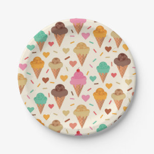 Prato De Papel Papel de embrulho com padrão de cone de creme Cute