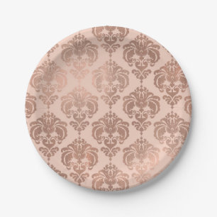 Prato De Papel Papel de embrulho Rosa Dourado Bege Moderno Glam D