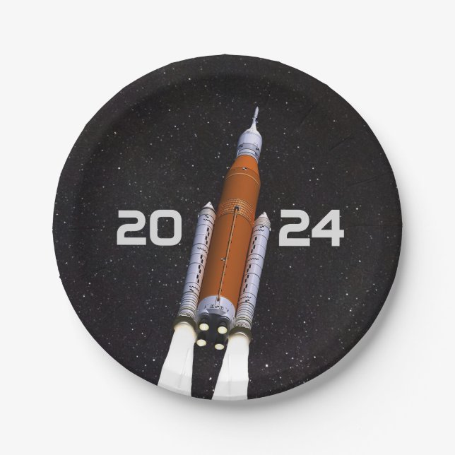 Prato De Papel Papel de Festa de formatura do Foguete de Espaço S (Frente)