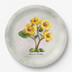 Prato De Papel Papel de Flor Amarelo