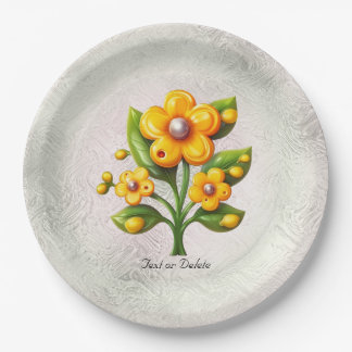 Prato De Papel Papel de Flor Amarelo
