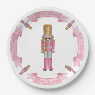 Prato De Papel Papel de Natal Pink Nutcracker