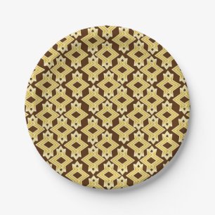 Prato De Papel Papel de Parede Art Déco, Marrom e Dourado