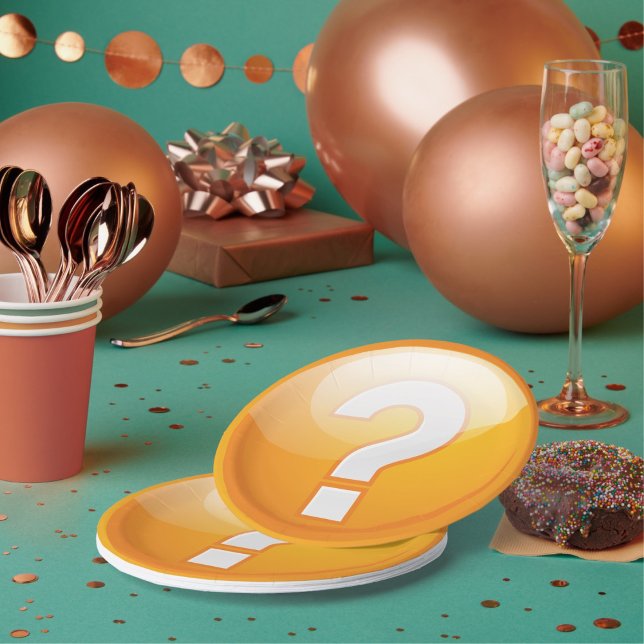 Prato De Papel Papel de Ponto de Pergunta Laranja (Criador carregado)