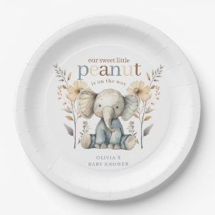 Prato De Papel Papel-Elefante para Bebê Azul-Pequeno
