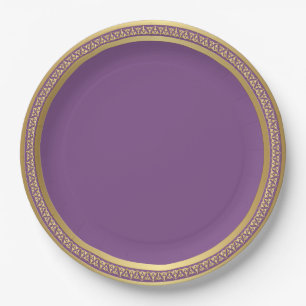 Prato De Papel Papel eterno Dourado 9" Placa-Roxo da banda