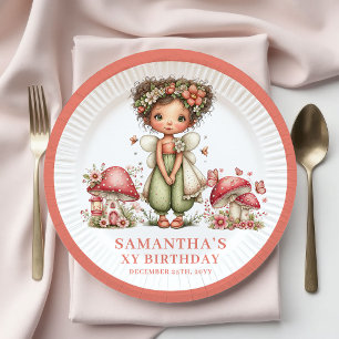 Prato De Papel Papel Floral Blush do 2º Aniversário da Feliz Fada