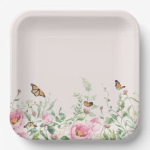 Papel Floral de Peônia e Borboleta em Aquarela Ele