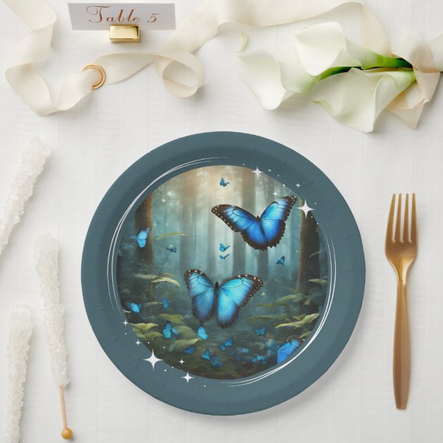Prato De Papel Papel Morpho Azul (Casamento)
