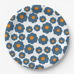 Prato De Papel Papel-Padrão Pla de Flor de Hippie Laranja Azul