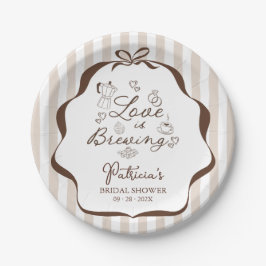 Prato De Papel Papel para Chá de Noiva Love Is Brewing Coffee
