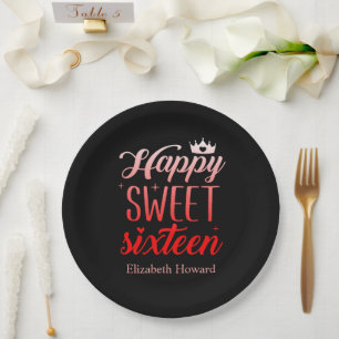 Prato De Papel Papel Personalizado Sweet 16